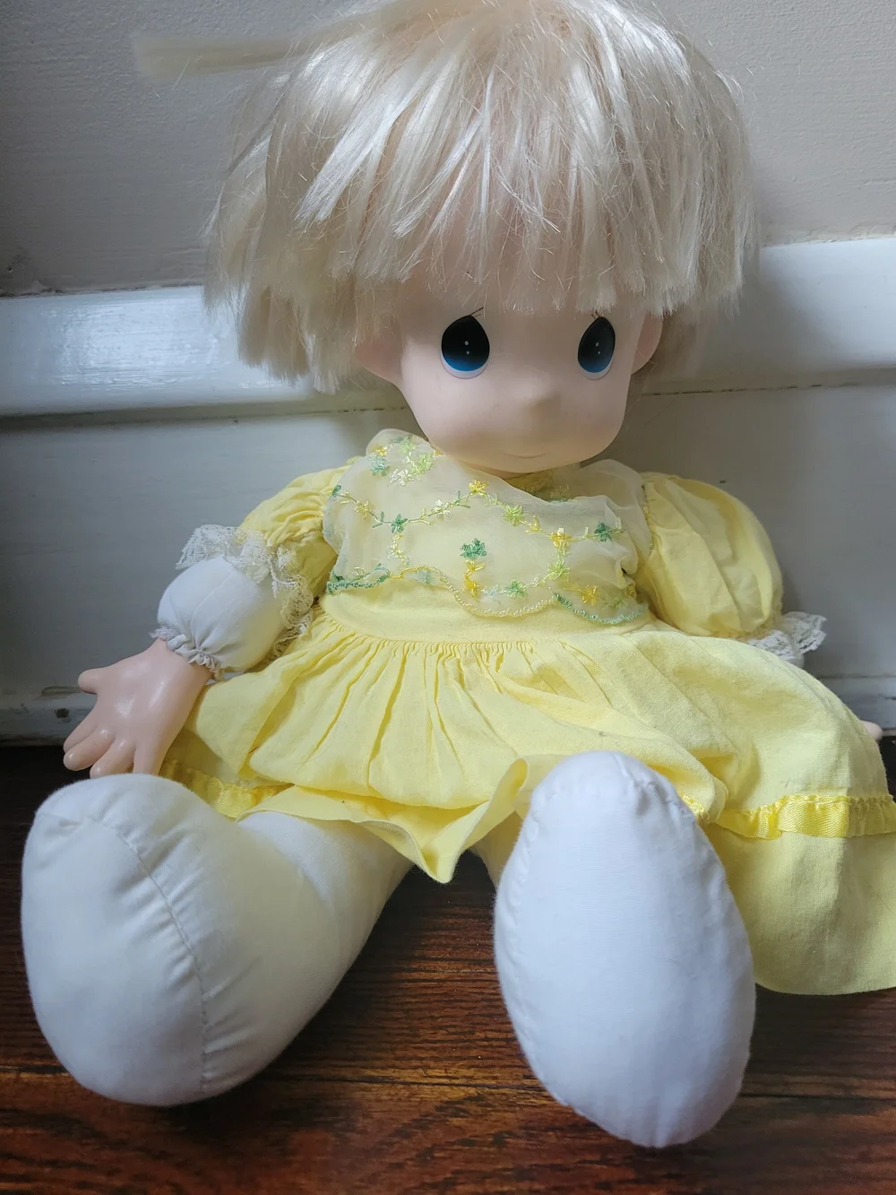 Precious Moments Collectible Vintage Doll. 1991 Soft Body Yellow Dress